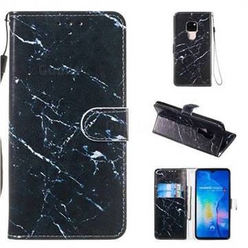 Black Marble Smooth Leather Phone Wallet Case for Huawei Mate 20