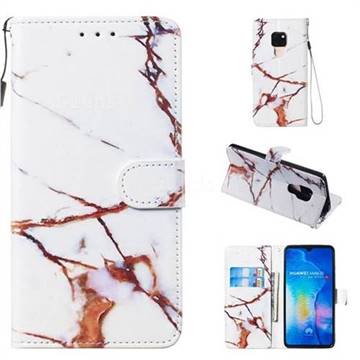 Platinum Marble Smooth Leather Phone Wallet Case for Huawei Mate 20