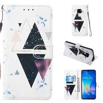 Triangle Marble Smooth Leather Phone Wallet Case for Huawei Mate 20