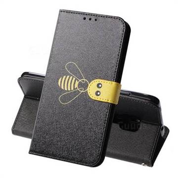 Silk Texture Bee Pattern Leather Phone Case for Huawei Mate 20 - Black
