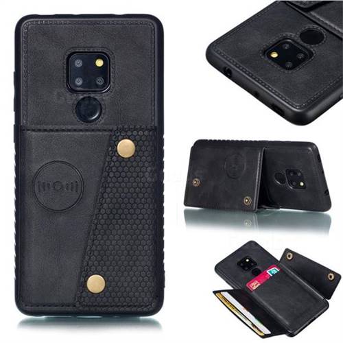 Retro Multifunction Card Slots Stand Leather Coated Phone Back Cover for Huawei Mate 20 - Black