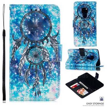 Blue Wind Chime 3D Painted Leather Phone Wallet Case for Huawei Mate 20