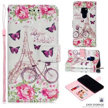 Bicycle Flower Tower 3D Painted Leather Phone Wallet Case for Huawei Mate 20