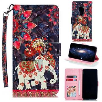 Phoenix Elephant 3D Painted Leather Phone Wallet Case for Huawei Mate 20