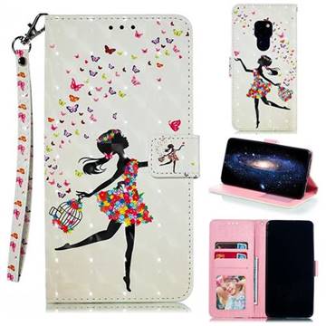 Flower Girl 3D Painted Leather Phone Wallet Case for Huawei Mate 20