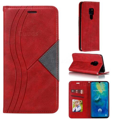 Retro S Streak Magnetic Leather Wallet Phone Case for Huawei Mate 20 - Red
