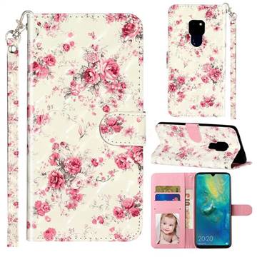 Rambler Rose Flower 3D Leather Phone Holster Wallet Case for Huawei Mate 20