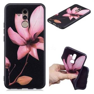 Lotus Flower 3D Embossed Relief Black Soft Back Cover for Huawei Mate 20 Lite