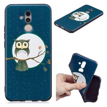 Moon and Owl 3D Embossed Relief Black Soft Back Cover for Huawei Mate 20 Lite