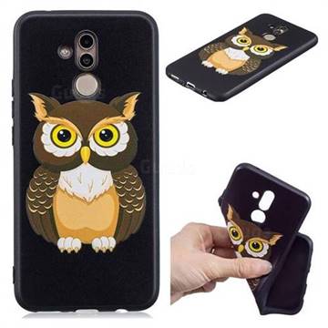 Big Owl 3D Embossed Relief Black Soft Back Cover for Huawei Mate 20 Lite