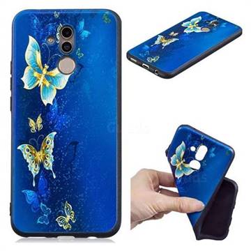 Golden Butterflies 3D Embossed Relief Black Soft Back Cover for Huawei Mate 20 Lite