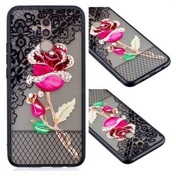 Rose Lace Diamond Flower Soft TPU Back Cover for Huawei Mate 20 Lite