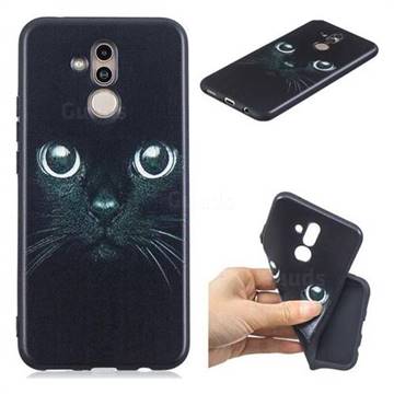 Bearded Feline 3D Embossed Relief Black TPU Cell Phone Back Cover for Huawei Mate 20 Lite