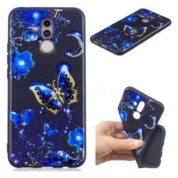 Phnom Penh Butterfly 3D Embossed Relief Black TPU Cell Phone Back Cover for Huawei Mate 20 Lite