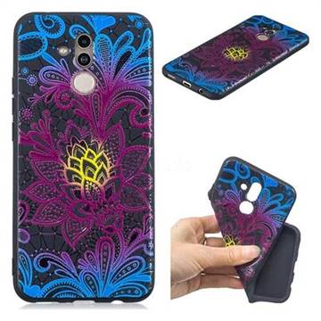 Colorful Lace 3D Embossed Relief Black TPU Cell Phone Back Cover for Huawei Mate 20 Lite