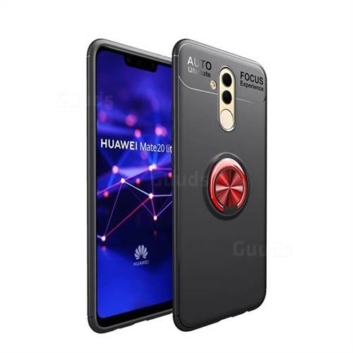 Auto Focus Invisible Ring Holder Soft Phone Case for Huawei Mate 20 Lite - Black Red