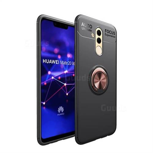 Auto Focus Invisible Ring Holder Soft Phone Case for Huawei Mate 20 Lite - Black Gold
