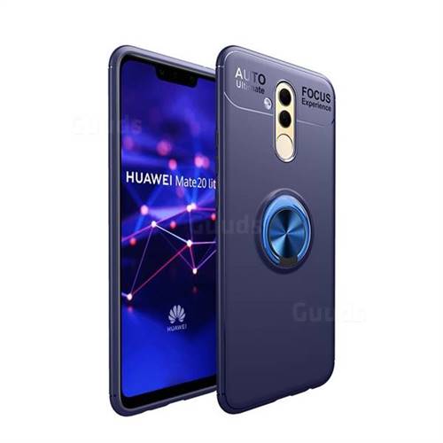 Auto Focus Invisible Ring Holder Soft Phone Case for Huawei Mate 20 Lite - Blue