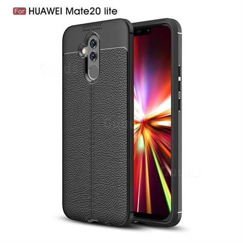Luxury Auto Focus Litchi Texture Silicone TPU Back Cover for Huawei Mate 20 Lite - Black