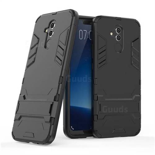 Armor Premium Tactical Grip Kickstand Shockproof Dual Layer Rugged Hard Cover for Huawei Mate 20 Lite - Black