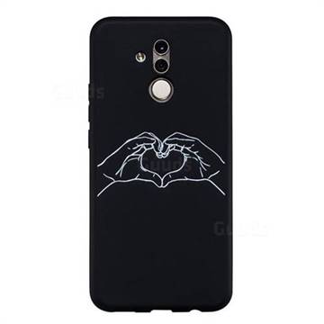 Heart Hand Stick Figure Matte Black TPU Phone Cover for Huawei Mate 20 Lite