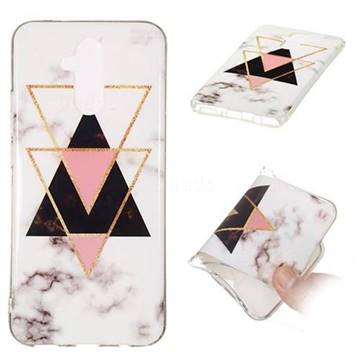 Inverted Triangle Black Soft TPU Marble Pattern Phone Case for Huawei Mate 20 Lite