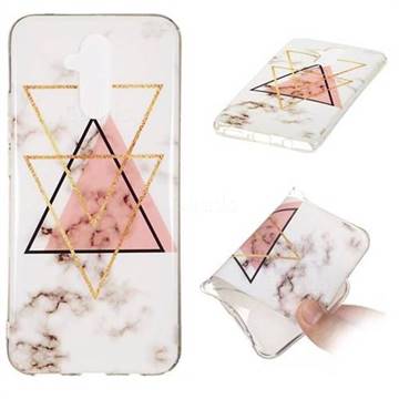 Inverted Triangle Powder Soft TPU Marble Pattern Phone Case for Huawei Mate 20 Lite