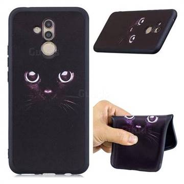 Black Cat Eyes 3D Embossed Relief Black Soft Phone Back Cover for Huawei Mate 20 Lite