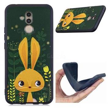 Cute Rabbit 3D Embossed Relief Black Soft Back Cover for Huawei Mate 20 Lite