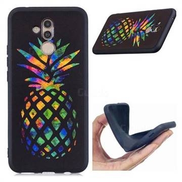 Colorful Pineapple 3D Embossed Relief Black Soft Back Cover for Huawei Mate 20 Lite
