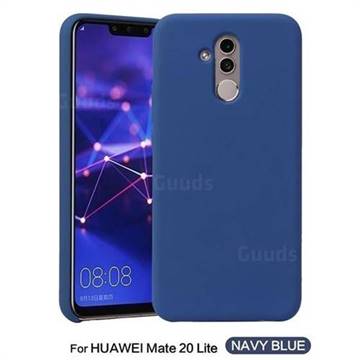 Howmak Slim Liquid Silicone Rubber Shockproof Phone Case Cover for Huawei Mate 20 Lite - Midnight Blue