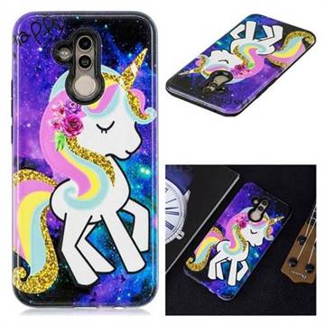 Rainbow Horse Pattern 2 in 1 PC + TPU Glossy Embossed Back Cover for Huawei Mate 20 Lite