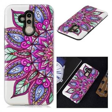 Mandara Flower Pattern 2 in 1 PC + TPU Glossy Embossed Back Cover for Huawei Mate 20 Lite