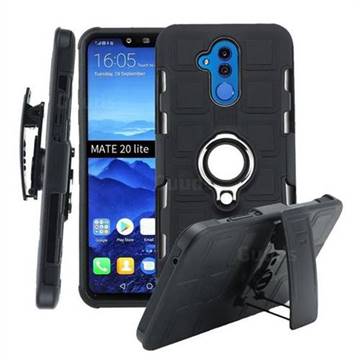 3 in 1 PC + Silicone Leather Phone Case for Huawei Mate 20 Lite - Black