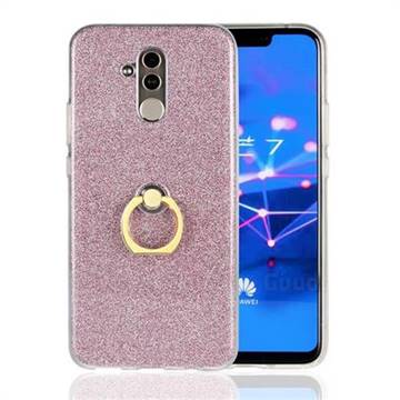 Luxury Soft TPU Glitter Back Ring Cover with 360 Rotate Finger Holder Buckle for Huawei Mate 20 Lite - Pink