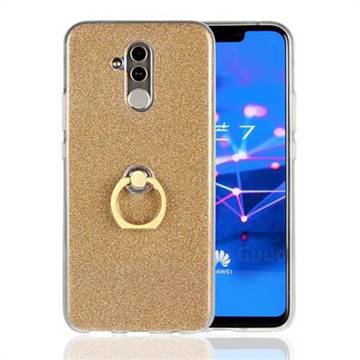 Luxury Soft TPU Glitter Back Ring Cover with 360 Rotate Finger Holder Buckle for Huawei Mate 20 Lite - Golden