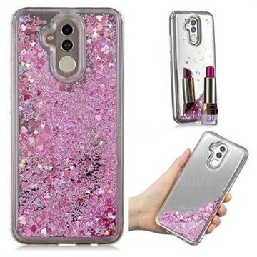 Glitter Sand Mirror Quicksand Dynamic Liquid Star TPU Case for Huawei Mate 20 Lite - Cherry Pink