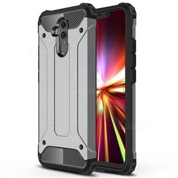 King Kong Armor Premium Shockproof Dual Layer Rugged Hard Cover for Huawei Mate 20 Lite - Silver Grey