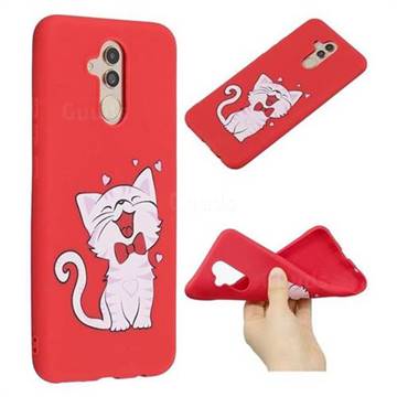 Happy Bow Cat Anti-fall Frosted Relief Soft TPU Back Cover for Huawei Mate 20 Lite