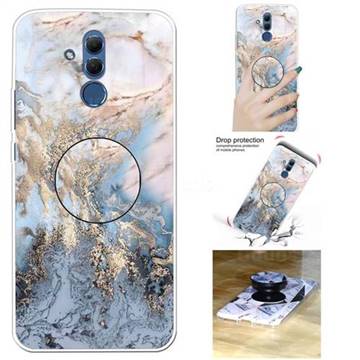 Golden Gray Marble Pop Stand Holder Varnish Phone Cover for Huawei Mate 20 Lite