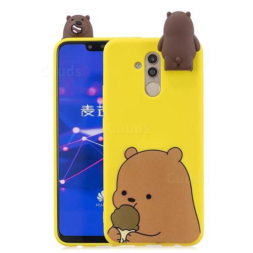 Brown Bear Soft 3D Climbing Doll Stand Soft Case for Huawei Mate 20 Lite