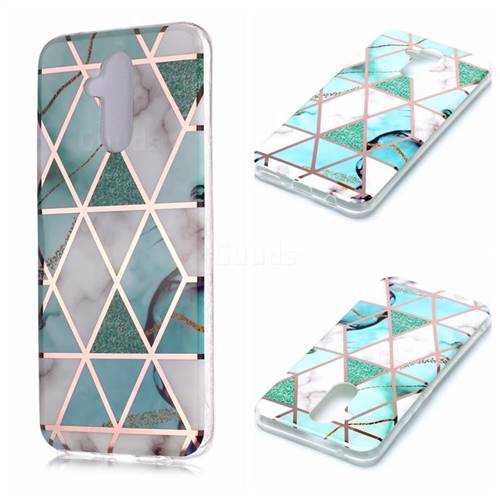 Green White Galvanized Rose Gold Marble Phone Back Cover for Huawei Mate 20 Lite