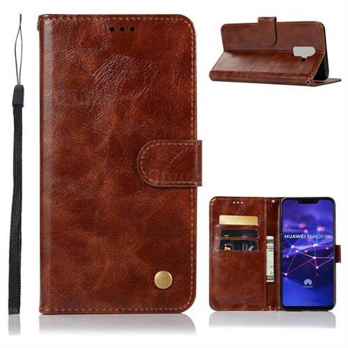 Luxury Retro Leather Wallet Case for Huawei Mate 20 Lite - Brown