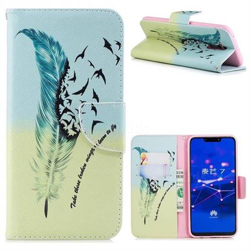 Feather Bird Leather Wallet Case for Huawei Mate 20 Lite