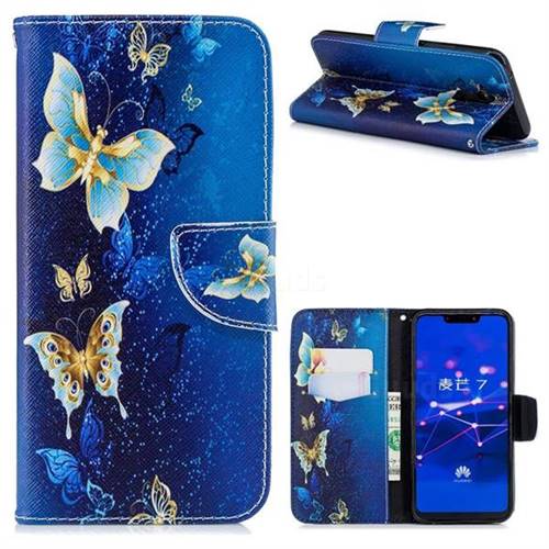 Golden Butterflies Leather Wallet Case for Huawei Mate 20 Lite