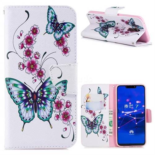 Peach Butterflies Leather Wallet Case for Huawei Mate 20 Lite