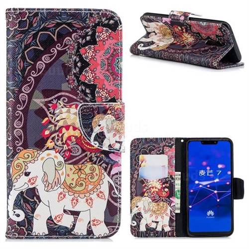 Totem Flower Elephant Leather Wallet Case for Huawei Mate 20 Lite