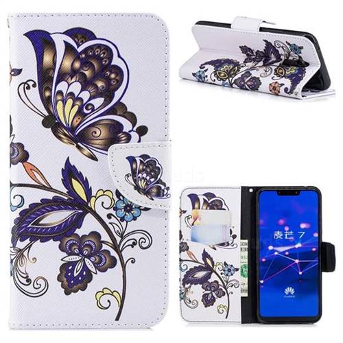 Butterflies and Flowers Leather Wallet Case for Huawei Mate 20 Lite
