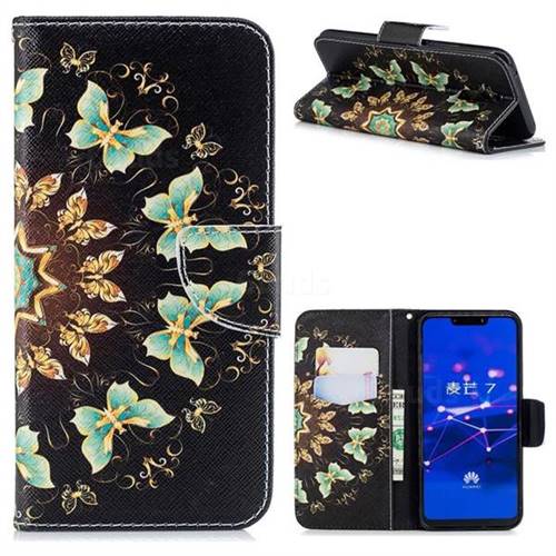 Circle Butterflies Leather Wallet Case for Huawei Mate 20 Lite