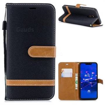 Jeans Cowboy Denim Leather Wallet Case for Huawei Mate 20 Lite - Black